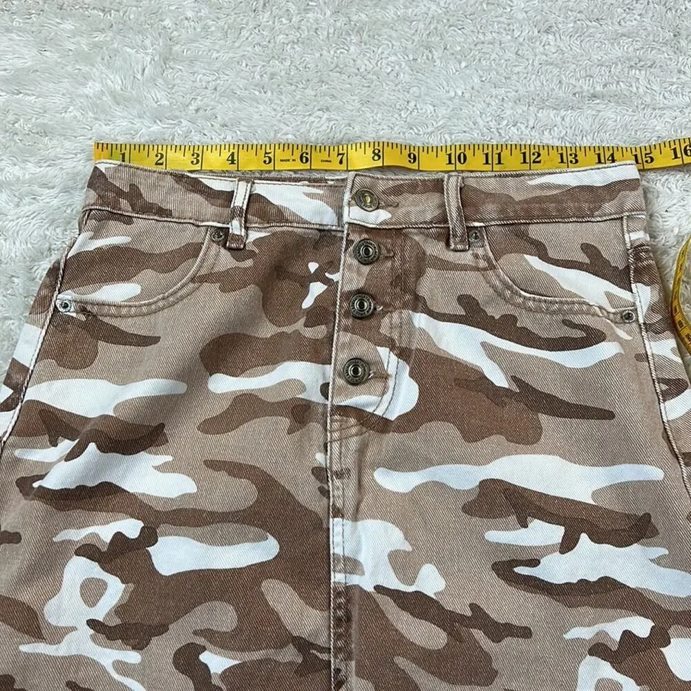 Pimkie collection tan corduroy button down denim mini skirt, 40 or‎ small